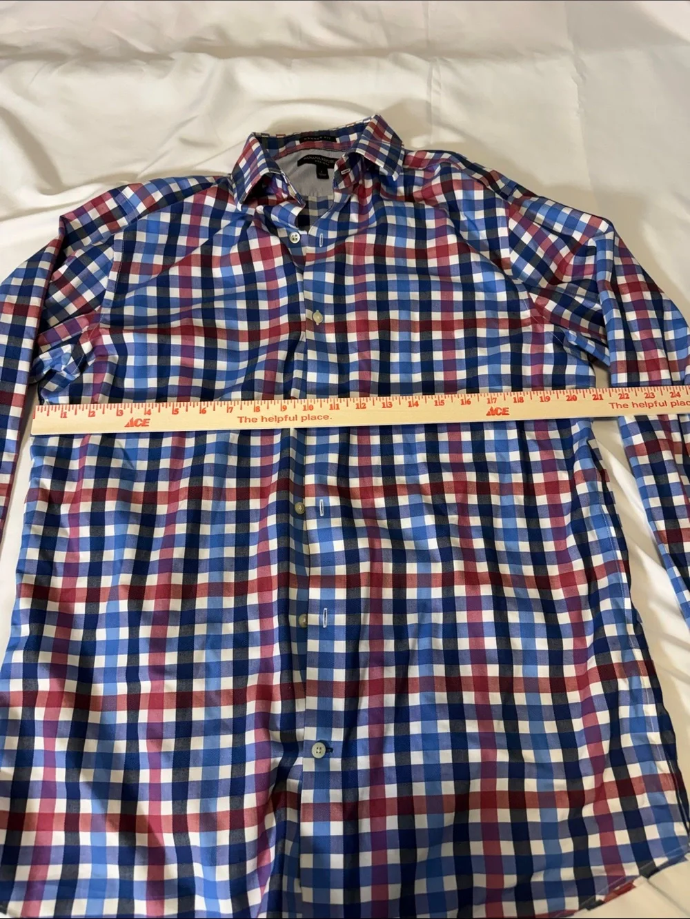 Banana Republic Red, Blue & White Plaid Button-Down Shirt Camden Fit Large